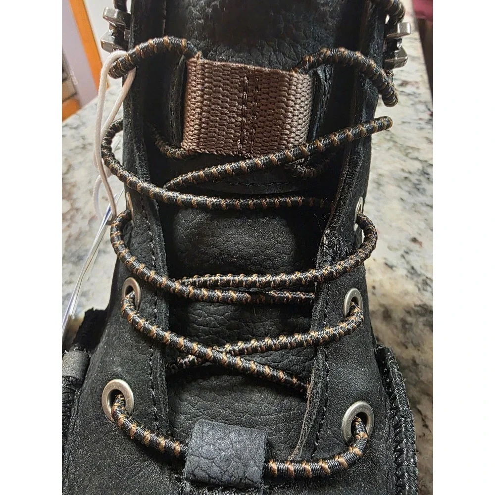 Hey Dude Bradley Boot Leather Black Water Repellent Mens Size 5 40189-001